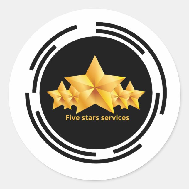 shop accessories five stars services classic round sticker (Front)
