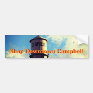 Shop Downtown Campbell Water Tower Bumper Sticker