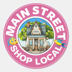 SHOP LOCAL Fishing Shop  Classic Round Sticker