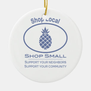 Shop Local, Shop Small blue pineapple Ceramic Tree Decoration