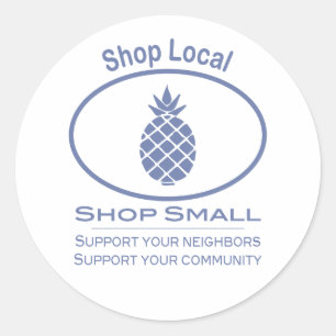 Shop Local, Shop Small blue pineapple Classic Round Sticker