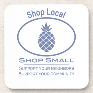 Shop Local, Shop Small blue pineapple Coaster