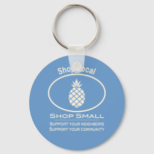 Shop Local, Shop Small cream pineapple Key Ring