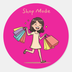Shop Mode shopping lover Classic Round Sticker
