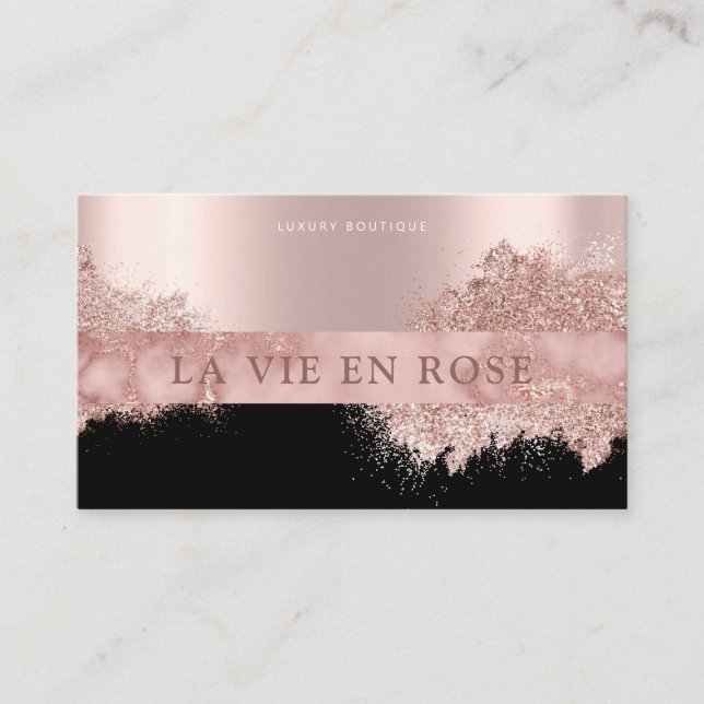 Shop Modern Elegant Glitter Rose gold boutique Business Card (Front)