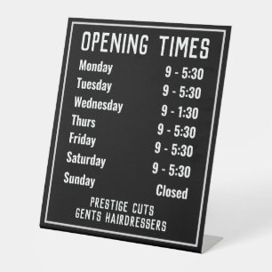Shop Opening Times Pedestal Sign