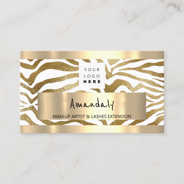  Shop QR CODE Logo Metallic Gold,White Business Card (Front)
