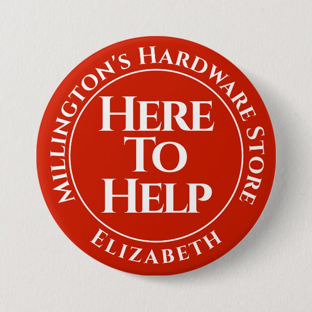 Shop Staff Here to Help Button Badge (Front)