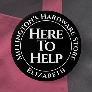 Shop Staff Here to Help Button Badge