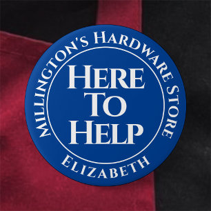 Shop Staff Here to Help Button Badge
