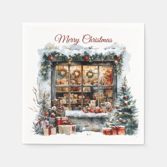 Shop Window Christmas Storefront  Napkin (Front)