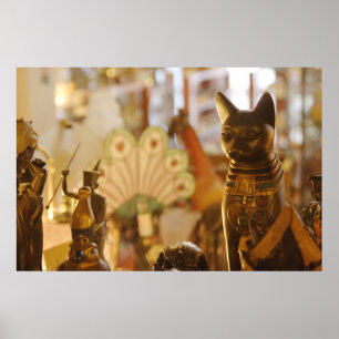 Shop Window with Cat Sculpture Poster