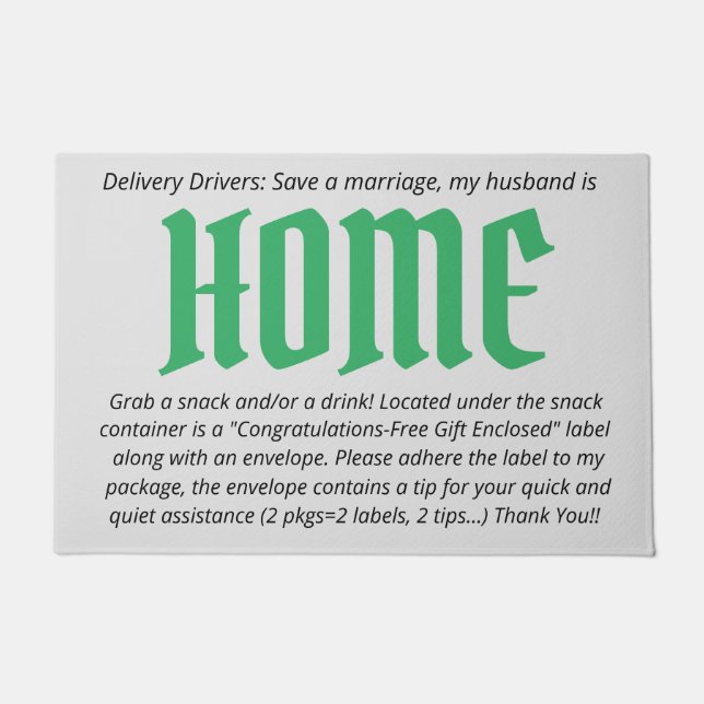 Shopaholic, Delivery Driver Help Doormat (Front)