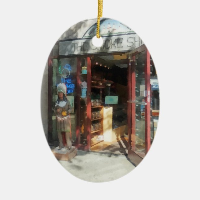 Shopfronts - Smoke Shop Ceramic Tree Decoration (Front)