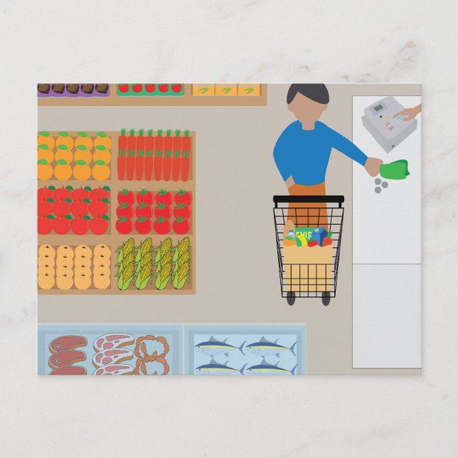 Shopper from a Grocery Store Postcard (Front)