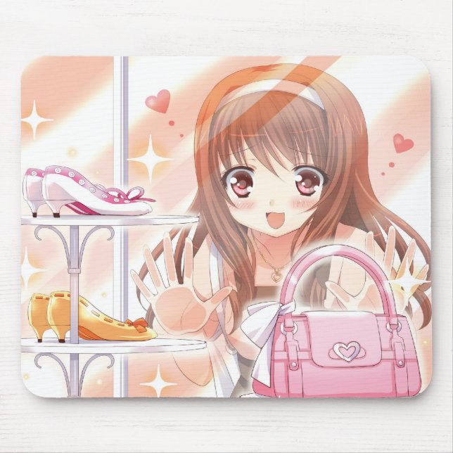 Shopping Anime Girl Mousepad (Front)