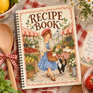 Shopping at a Parisian Market Blank Recipe Book