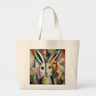 Shopping bag with a rabbit portrait