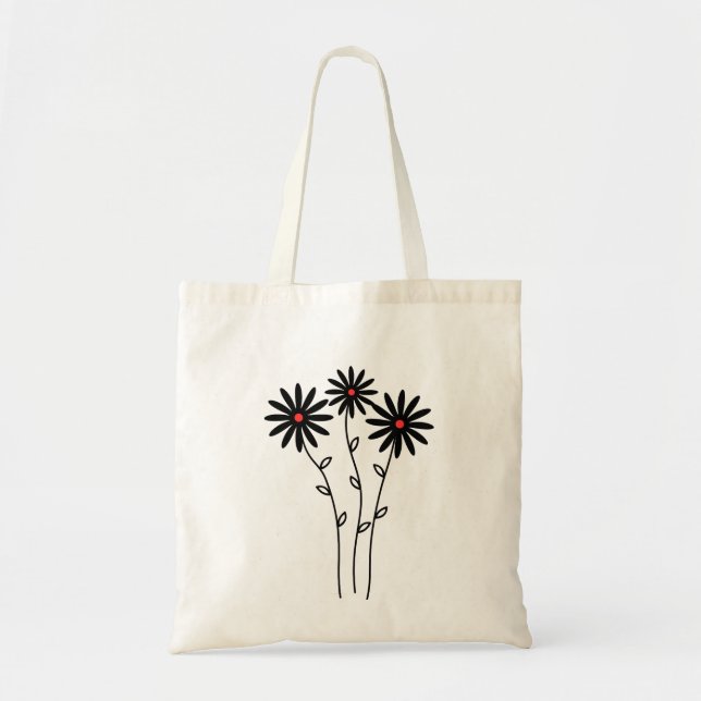 Shopping bag with abstract flower drawing (Front)