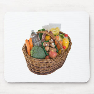 Shopping basket with foods fruits and vegetables mouse mat