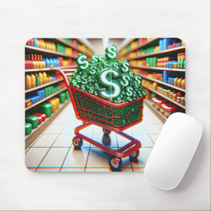 Shopping Cart With Dollar Signs Mouse Mat