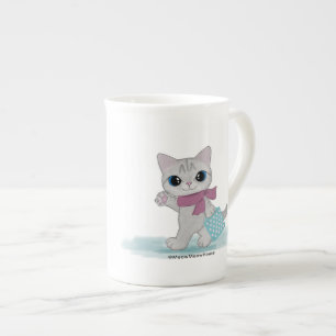 Shopping Cat Bone China Mug