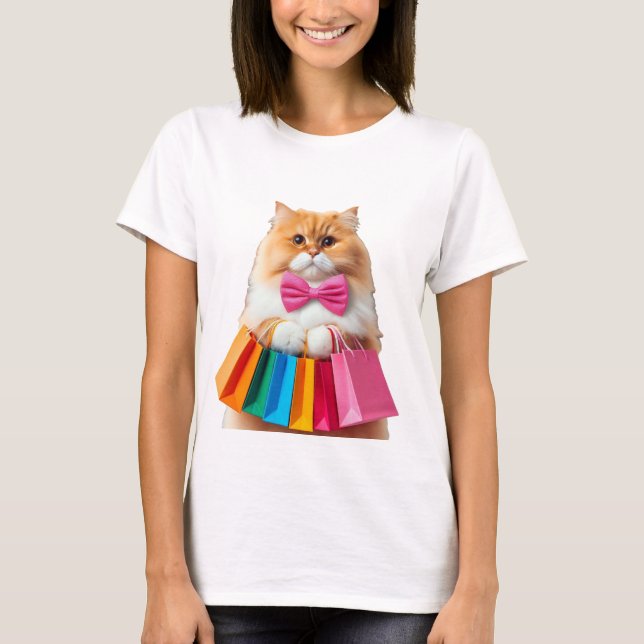 Shopping Cat T-Shirt (Front)