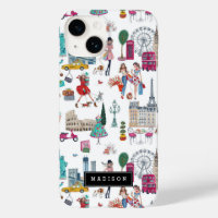 Shopping City Girl Illustration Pattern