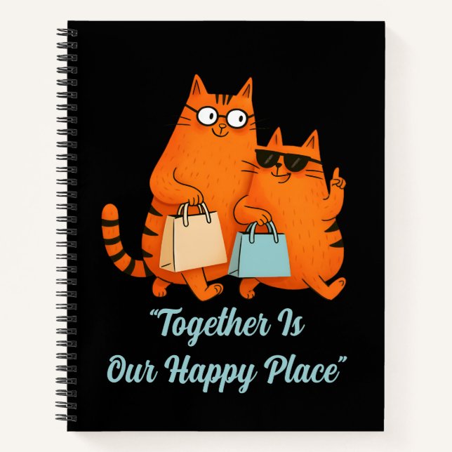 Shopping Day Cat Love Spiral Notebook (Front)