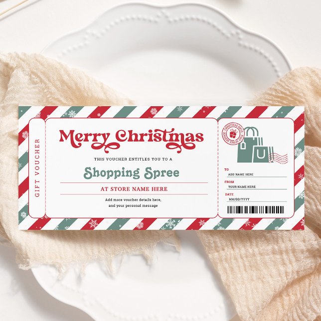 Shopping Day Spree Christmas Gift Ticket Voucher Invitation (Creator Uploaded)