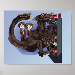 Shopping Dinosaur Poster