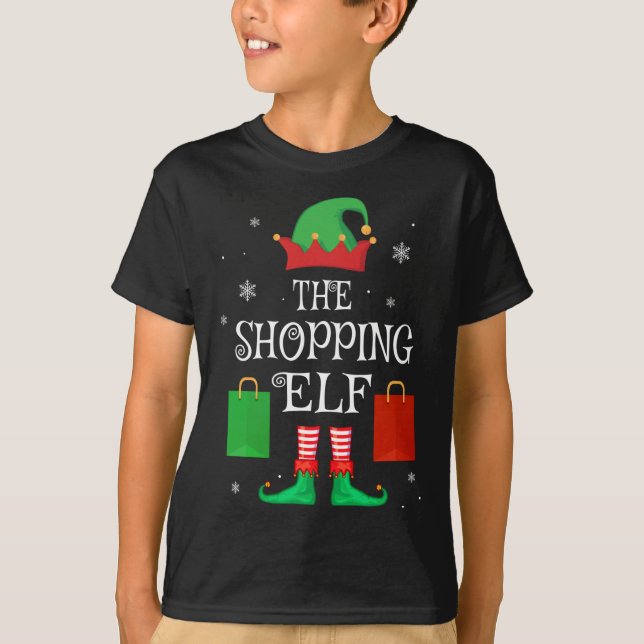 Shopping Elf Family Matching Christmas Shopper T-Shirt (Front)