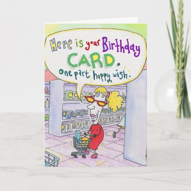 Shopping for Birthday meal.  Card (Front)