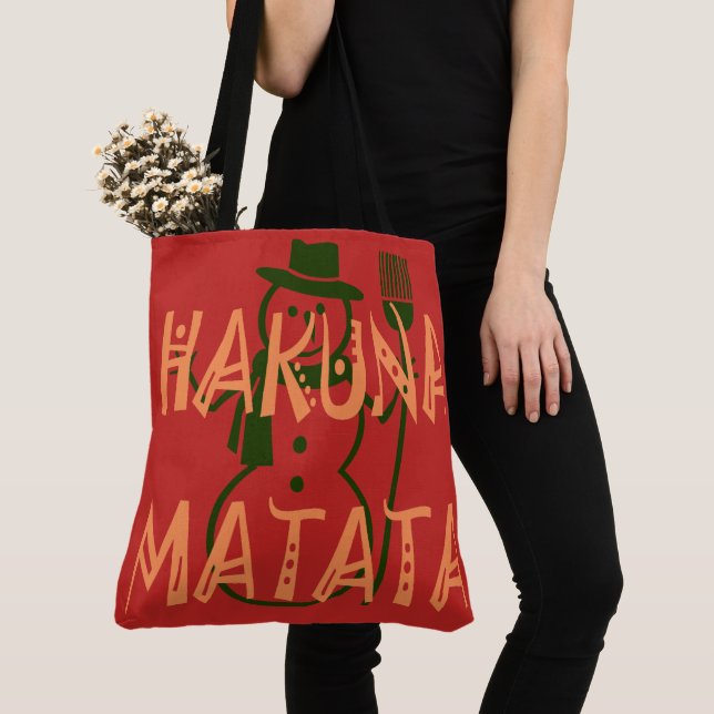 Shopping For Christmas Snowman Hakuna Matata style Tote Bag (Close Up)