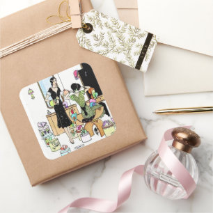 Shopping for hats square sticker