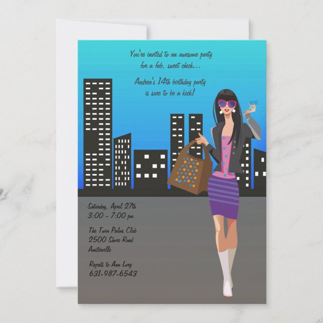 Shopping Girl Invitation (Front)