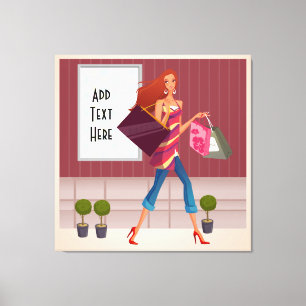 Shopping Girl Wrapped Canvas