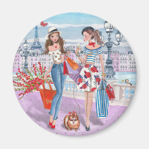 Shopping Girls in Paris   Magnet