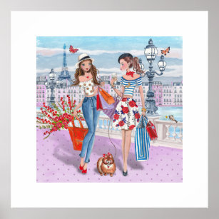 Shopping Girls in Paris Poster