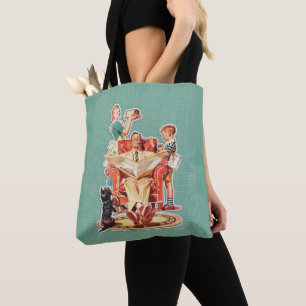 Shopping Grocery Tote Bag Vintage Retro Green