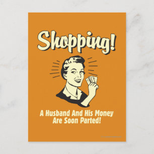 Shopping: Husband and His Money Postcard
