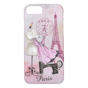 Shopping in Paris under the Eiffeltower -Editable iPhone 8/7 Case