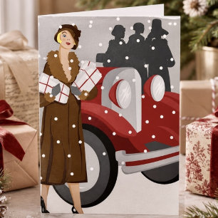 Shopping in the Snow Holiday Card