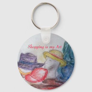 Shopping is my Art pastel keychain