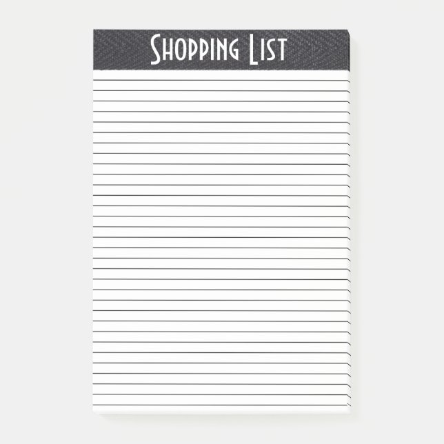 Shopping List Black & White Post-it Notes (Front)