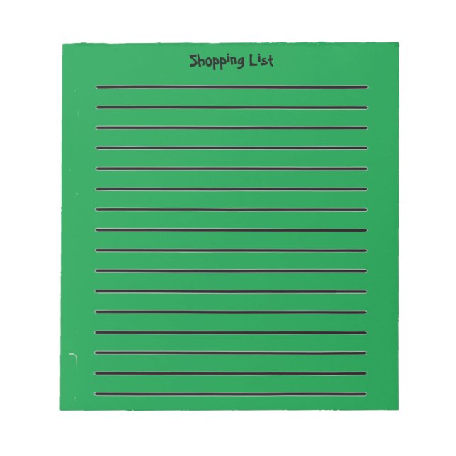Shopping List Green Notepad (Front)