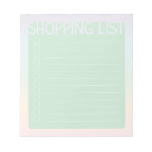Shopping List (Green Pastel Rainbow) Notepad