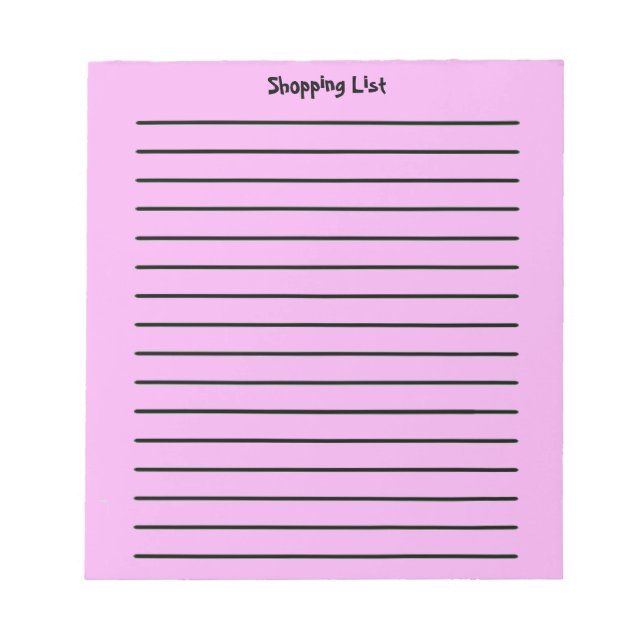 Shopping List Notepad (Front)