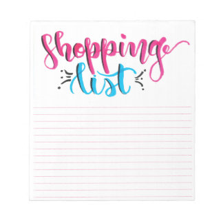 Shopping List Notepad - Hand Drawn Brush Lettering