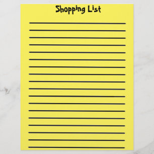 Shopping List Yellow Letterhead